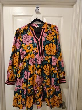 JODIFL Pink, Orange & Green Floral Mini Dress